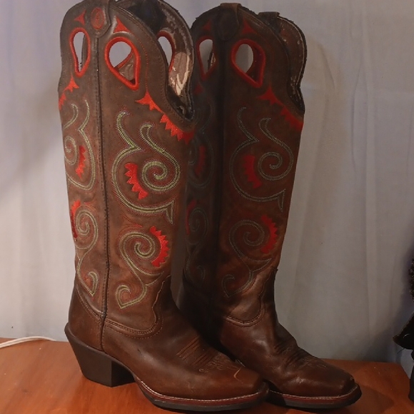 Tony Lama Brown and Red Western Cowboy Bootssize 7 - Picture 1 of 16